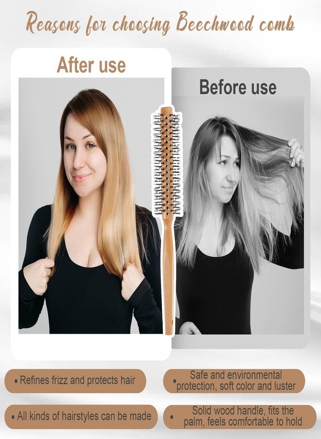 SynHHergyx Mens Round Hair Curling Brush Women Comb Roller for Blow Drying Comb Round Brush Wooden Handle Roller Brushes, Gentle Nylon Bristles (Yellow) - Image 5